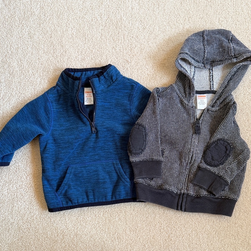 Gymboree 6-12 month Kids' Blue and Gray Pullover and Hoodie Set bundle